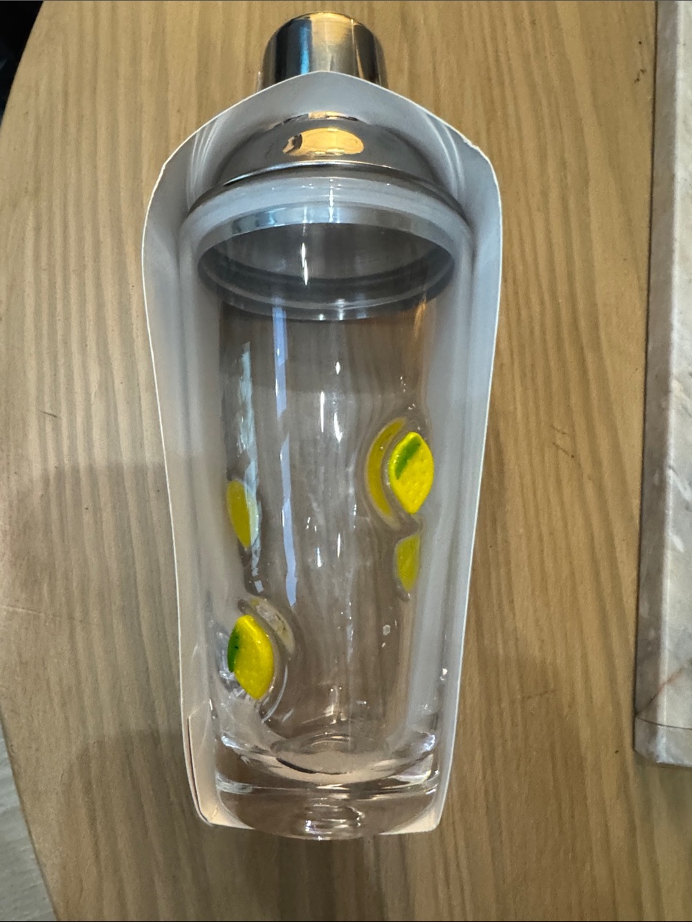 Anthropologie Glass Cocktail Shaker with Lemon Accents